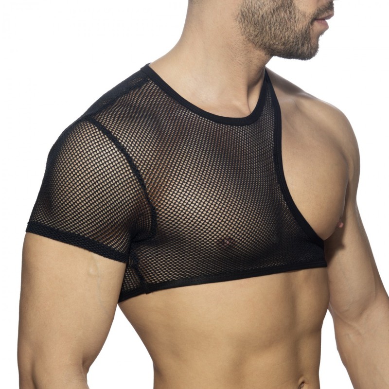 AD Fetish Irregular Mesh Crop Top black