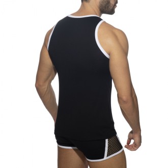 AD Fetish Mesh-Striped Tank Top white