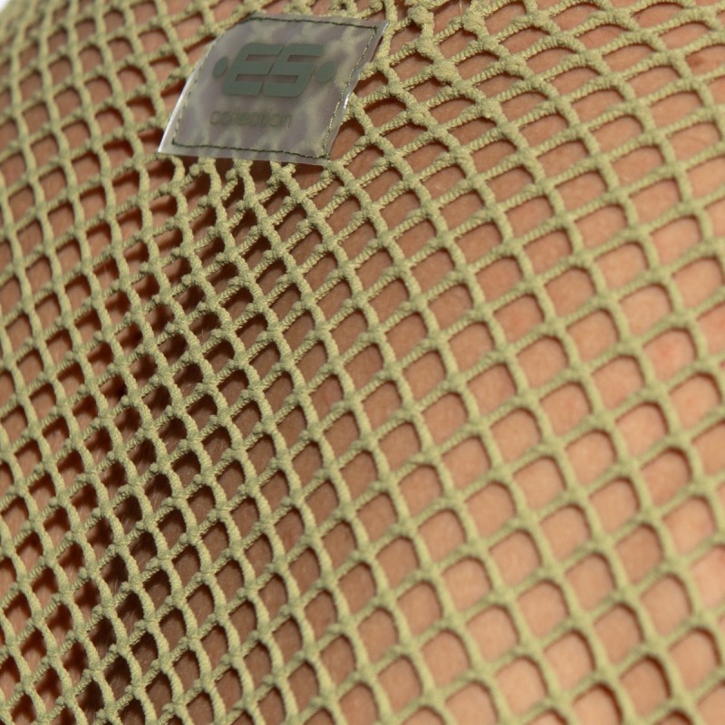 ES Collection Beachy Net Midriff Crop Top Kaki