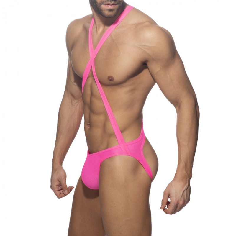 Addicted Reptile Cris Cross Bodysuit Neon Pink