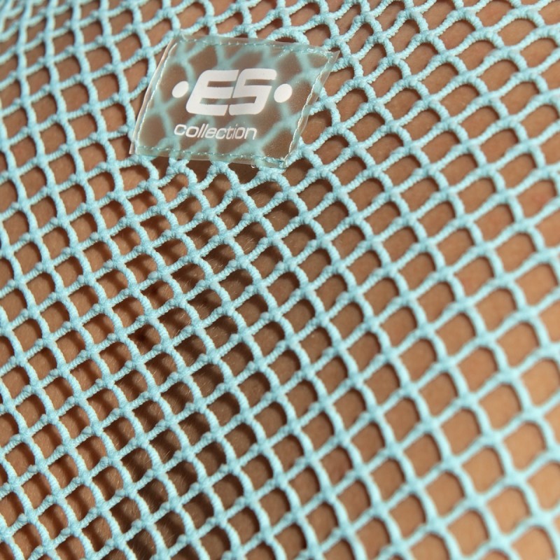 ES Collection Beachy Net Midriff Crop Top Sky Blue