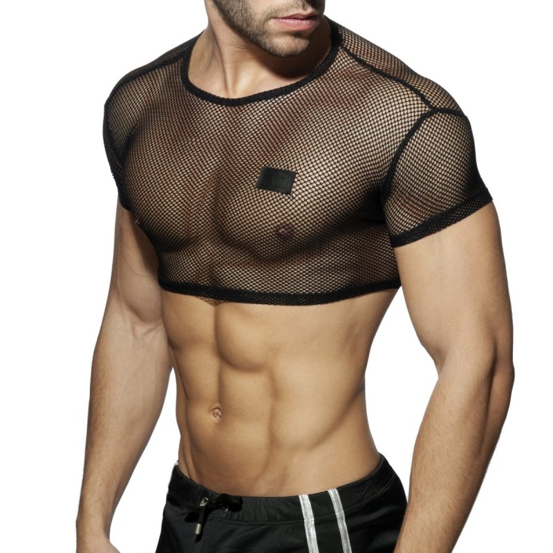 Addicted C-Through Crop Top Black