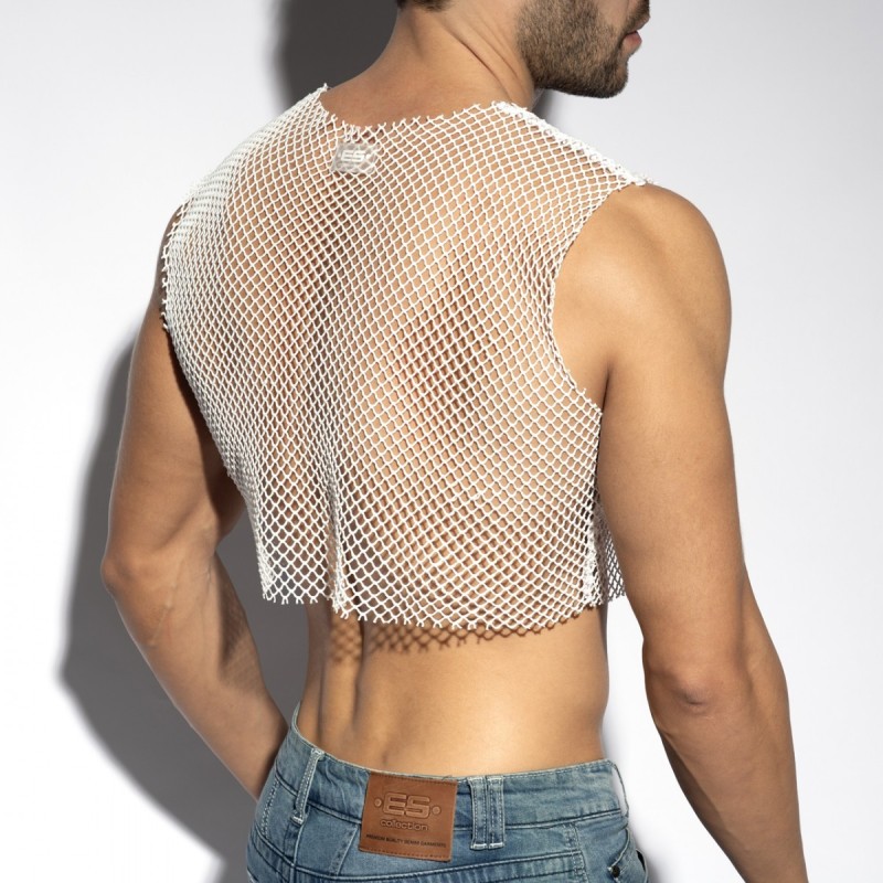 ES Collection Beachy Net Midriff Crop Top White