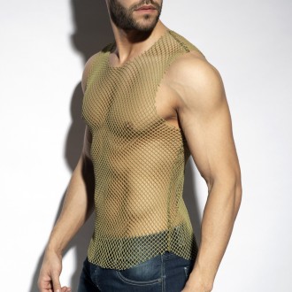 ES Collection Beachy Net Tank Top kaki